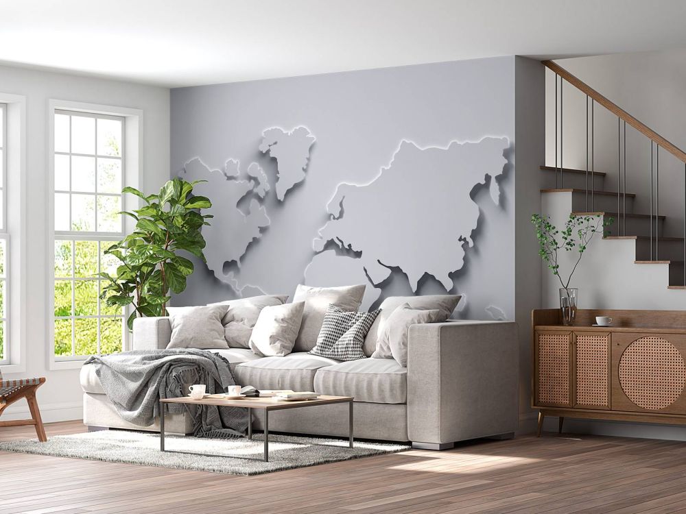 3D Wereldkaart wit