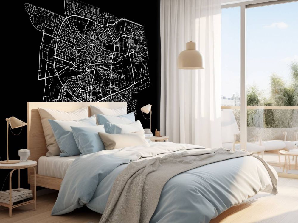 Plattegrond van Leeuwarden, zwart